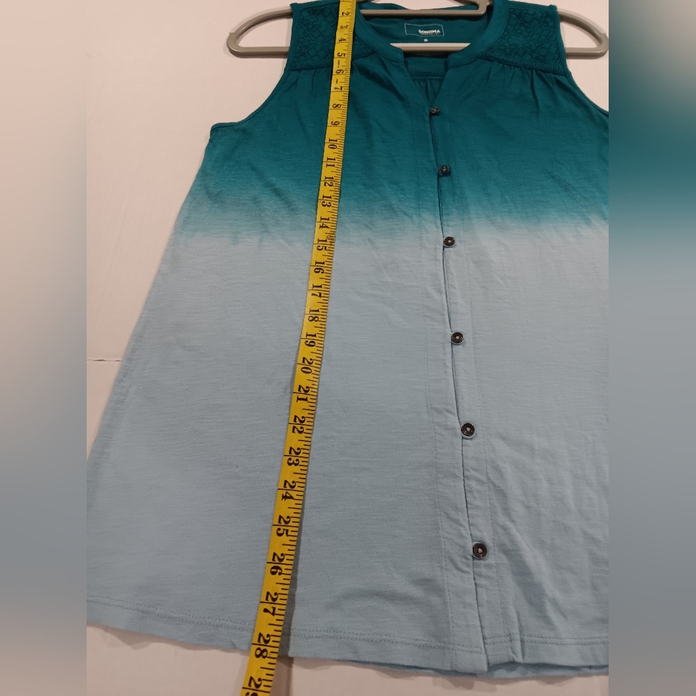 Sonoma Women's (Size S) Blue Ombre Sleeveless Button Top (NWT) - Picture 7 of 7